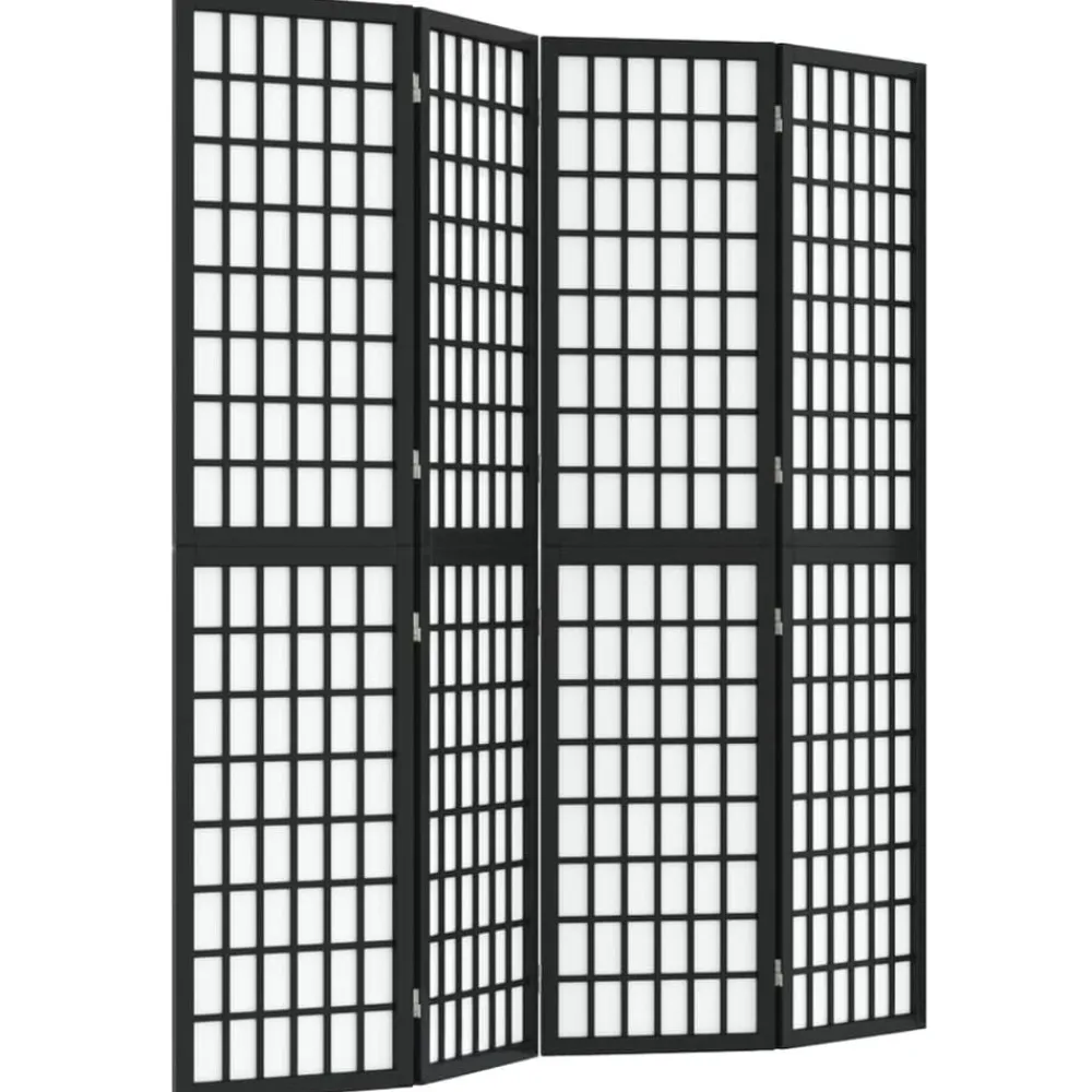vidaXL Cloison de séparation pliable 4 panneaux 160x170 cm Noir
