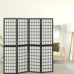 vidaXL Cloison de séparation pliable 4 panneaux 160x170 cm Noir