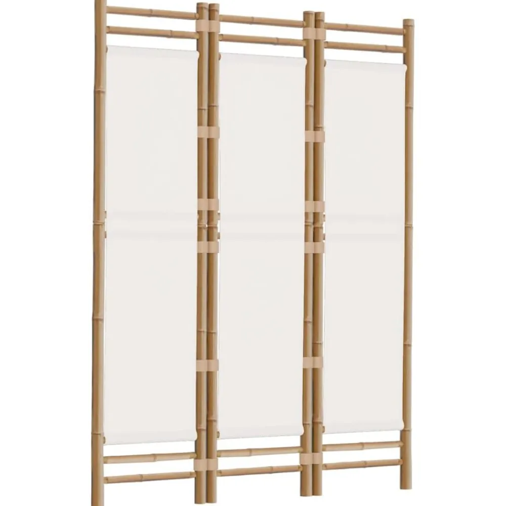 vidaXL Cloison de séparation pliante 3 panneaux 120 cm Bambou et toile
