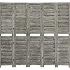 vidaXL Cloison de séparation 5 panneaux Gris 179x166 cm Bois solide