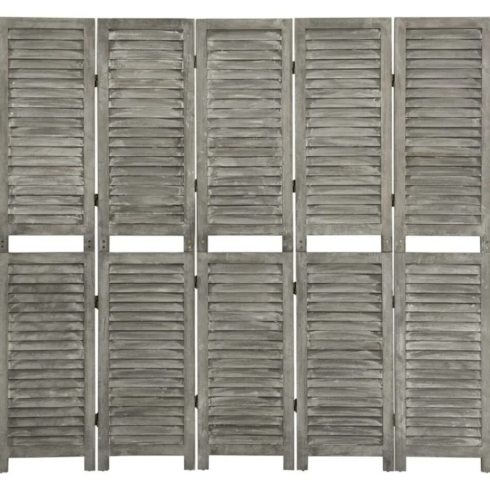 vidaXL Cloison de séparation 5 panneaux Gris 179x166 cm Bois solide