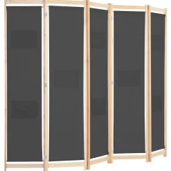 vidaXL Cloison de séparation 5 panneaux Gris 200 x 170 x 4 cm Tissu
