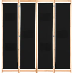 Séparateurs De Pièces-vidaXL Cloison de séparation 4 panneaux Noir 160x170x4 cm Tissu