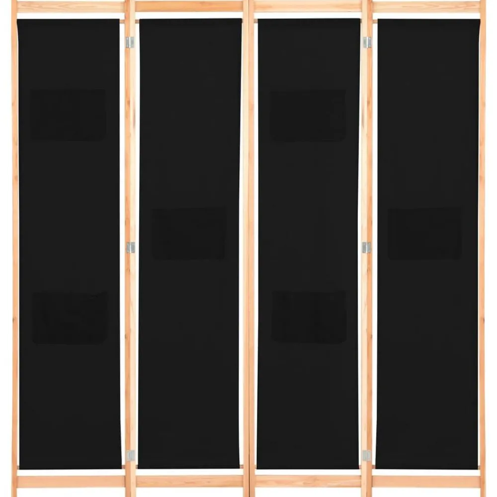 Séparateurs De Pièces-vidaXL Cloison de séparation 4 panneaux Noir 160x170x4 cm Tissu