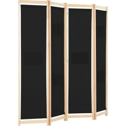 Séparateurs De Pièces-vidaXL Cloison de séparation 4 panneaux Noir 160x170x4 cm Tissu