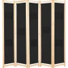 Séparateurs De Pièces-vidaXL Cloison de séparation 5 panneaux Noir 200 x 170 x 4 cm Tissu