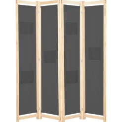 Séparateurs De Pièces-vidaXL Cloison de séparation 4 panneaux Gris 160x170x4 cm Tissu