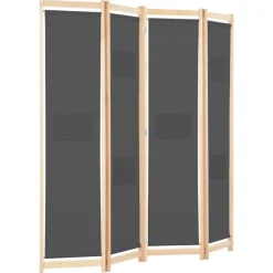 Séparateurs De Pièces-vidaXL Cloison de séparation 4 panneaux Gris 160x170x4 cm Tissu