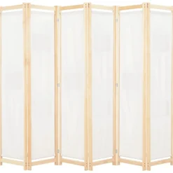 vidaXL Cloison de séparation 6 panneaux Crème 240 x 170 x 4 cm Tissu