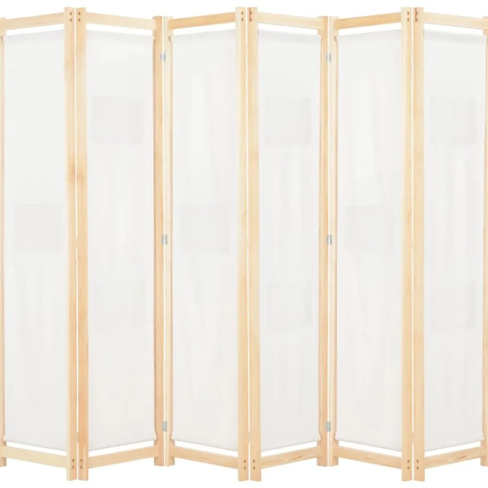vidaXL Cloison de séparation 6 panneaux Crème 240 x 170 x 4 cm Tissu
