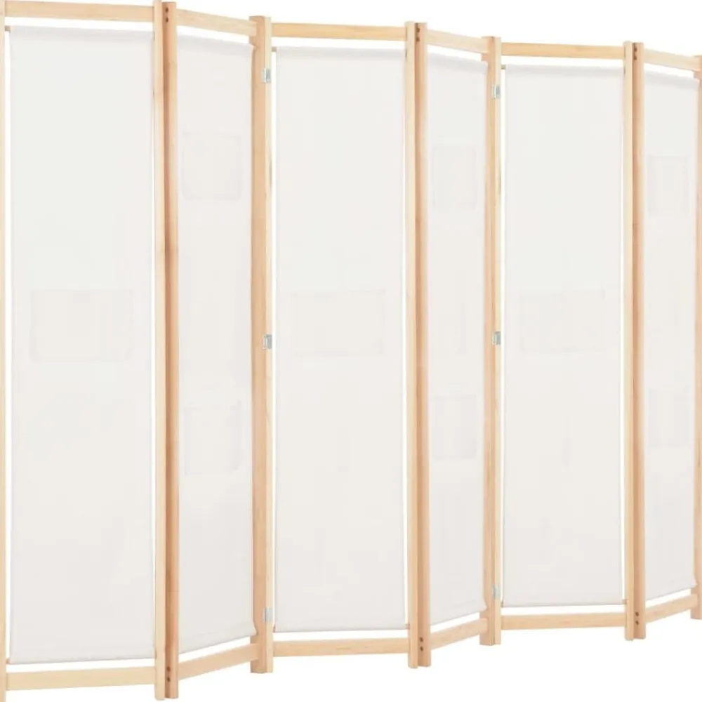 vidaXL Cloison de séparation 6 panneaux Crème 240 x 170 x 4 cm Tissu