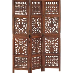 Séparateurs De Pièces-vidaXL Cloison de séparation 3 panneaux 120x165cm Bois manguier Marron