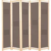 vidaXL Cloison de séparation 5 panneaux Marron 200 x 170 x 4 cm Tissu
