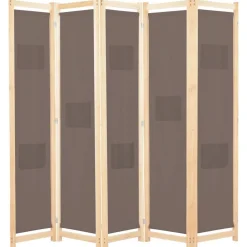 vidaXL Cloison de séparation 5 panneaux Marron 200 x 170 x 4 cm Tissu
