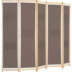 vidaXL Cloison de séparation 5 panneaux Marron 200 x 170 x 4 cm Tissu