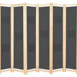 vidaXL Cloison de séparation 6 panneaux Gris 240 x 170 x 4 cm Tissu