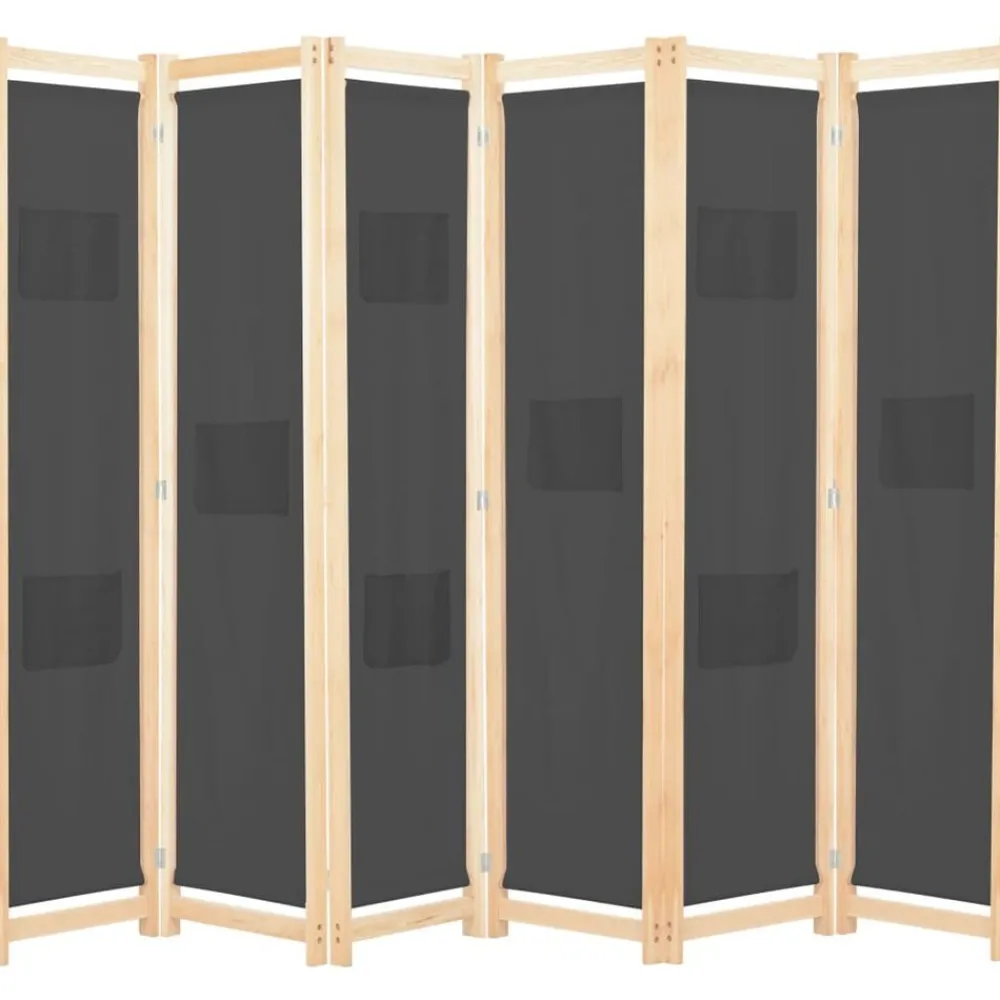 vidaXL Cloison de séparation 6 panneaux Gris 240 x 170 x 4 cm Tissu