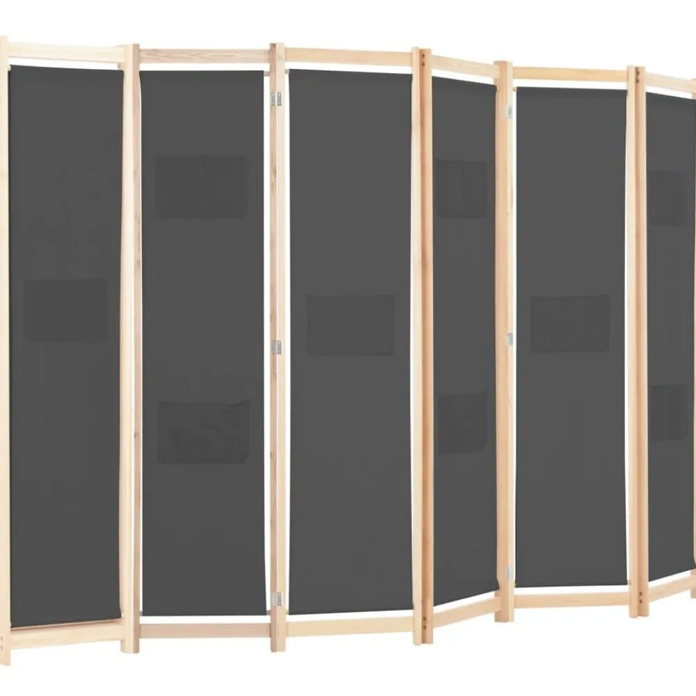 vidaXL Cloison de séparation 6 panneaux Gris 240 x 170 x 4 cm Tissu