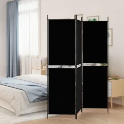 Séparateurs De Pièces-vidaXL Cloison de séparation 3 panneaux 150x180 cm Tissu Noir