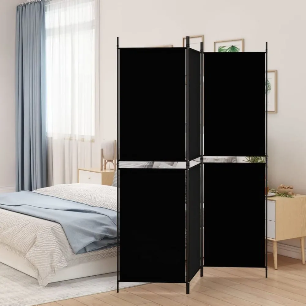 Séparateurs De Pièces-vidaXL Cloison de séparation 3 panneaux 150x180 cm Tissu Noir