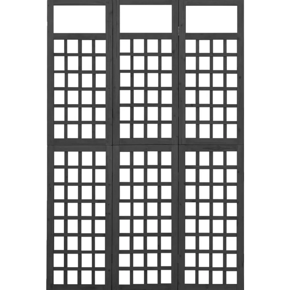 Séparateurs De Pièces-vidaXL Cloison de séparation à 3 panneaux Bois de pin 121x180 cm Noir