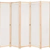 vidaXL Cloison de séparation 5 panneaux Crème 200 x 170 x 4 cm Tissu