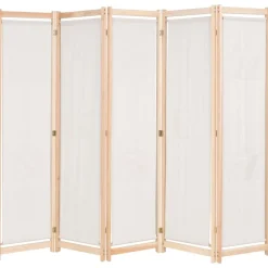 vidaXL Cloison de séparation 5 panneaux Crème 200 x 170 x 4 cm Tissu