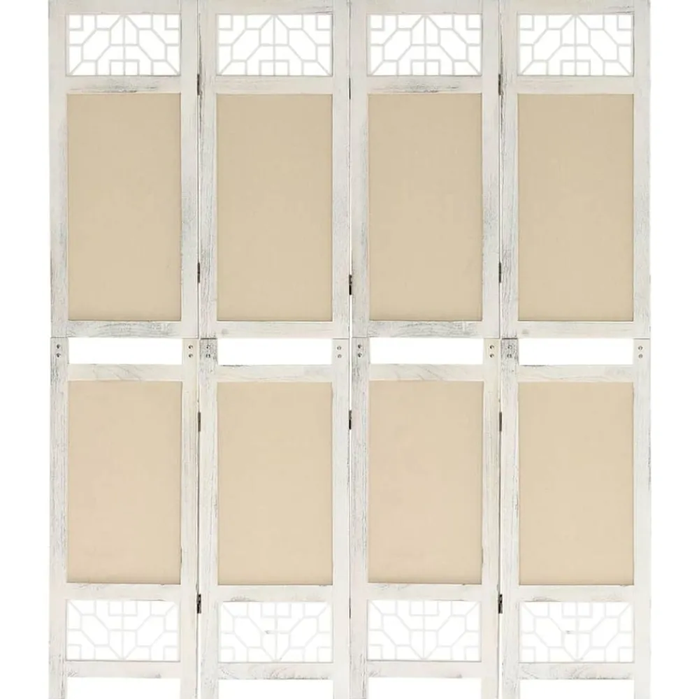 vidaXL Cloison de séparation 4 panneaux Crème 140x165 cm Tissu