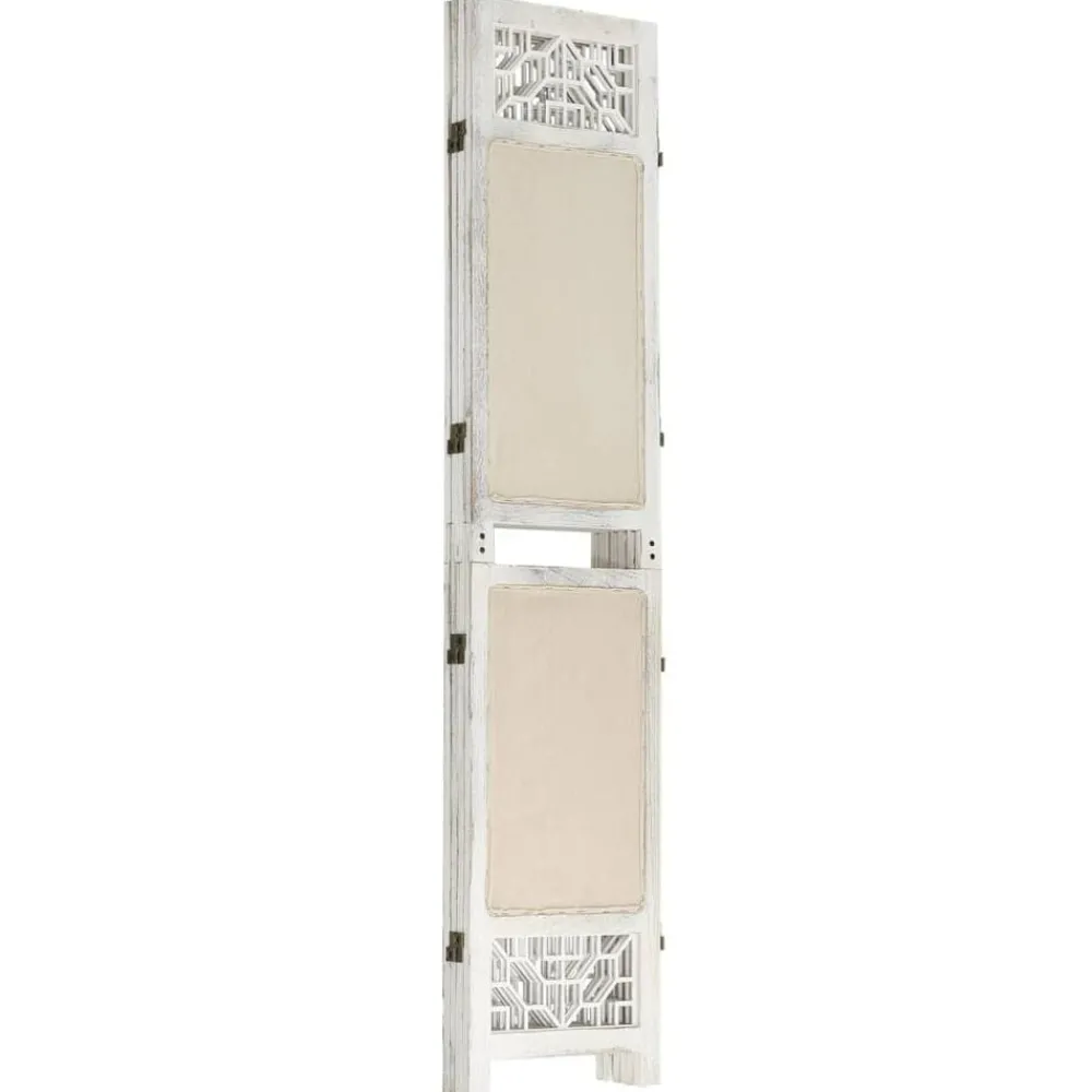 vidaXL Cloison de séparation 4 panneaux Crème 140x165 cm Tissu