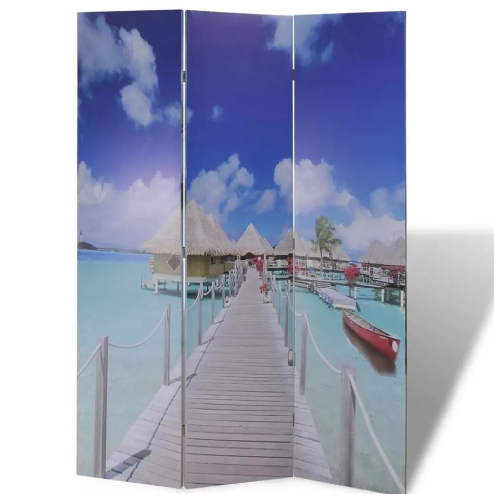 Séparateurs De Pièces-vidaXL Cloison de séparation pliable 120 x 170 cm Plage Bleu