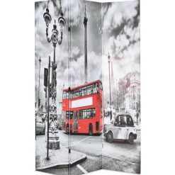 vidaXL Cloison de séparation 120 x 170 cm Bus londonien Noir et blanc
