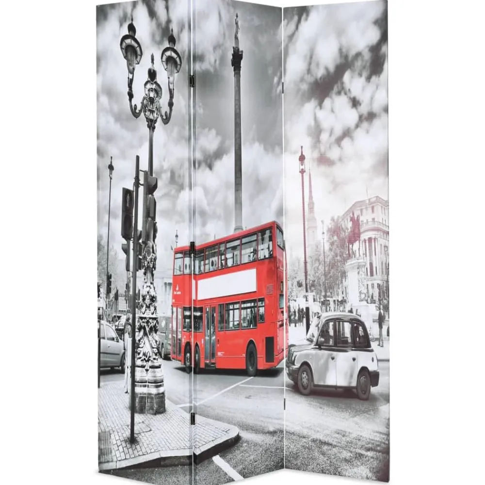 vidaXL Cloison de séparation 120 x 170 cm Bus londonien Noir et blanc