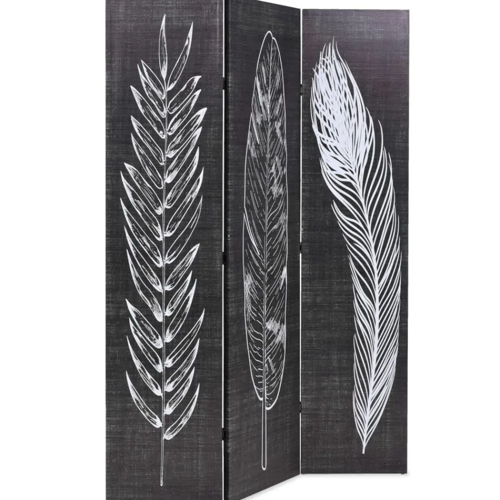 Séparateurs De Pièces-vidaXL Cloison de séparation pliable 120 x 170 cm Plumes Noir et blanc