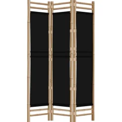Séparateurs De Pièces-vidaXL Cloison de séparation pliante 3 panneaux 120 cm Bambou et Toile Noir