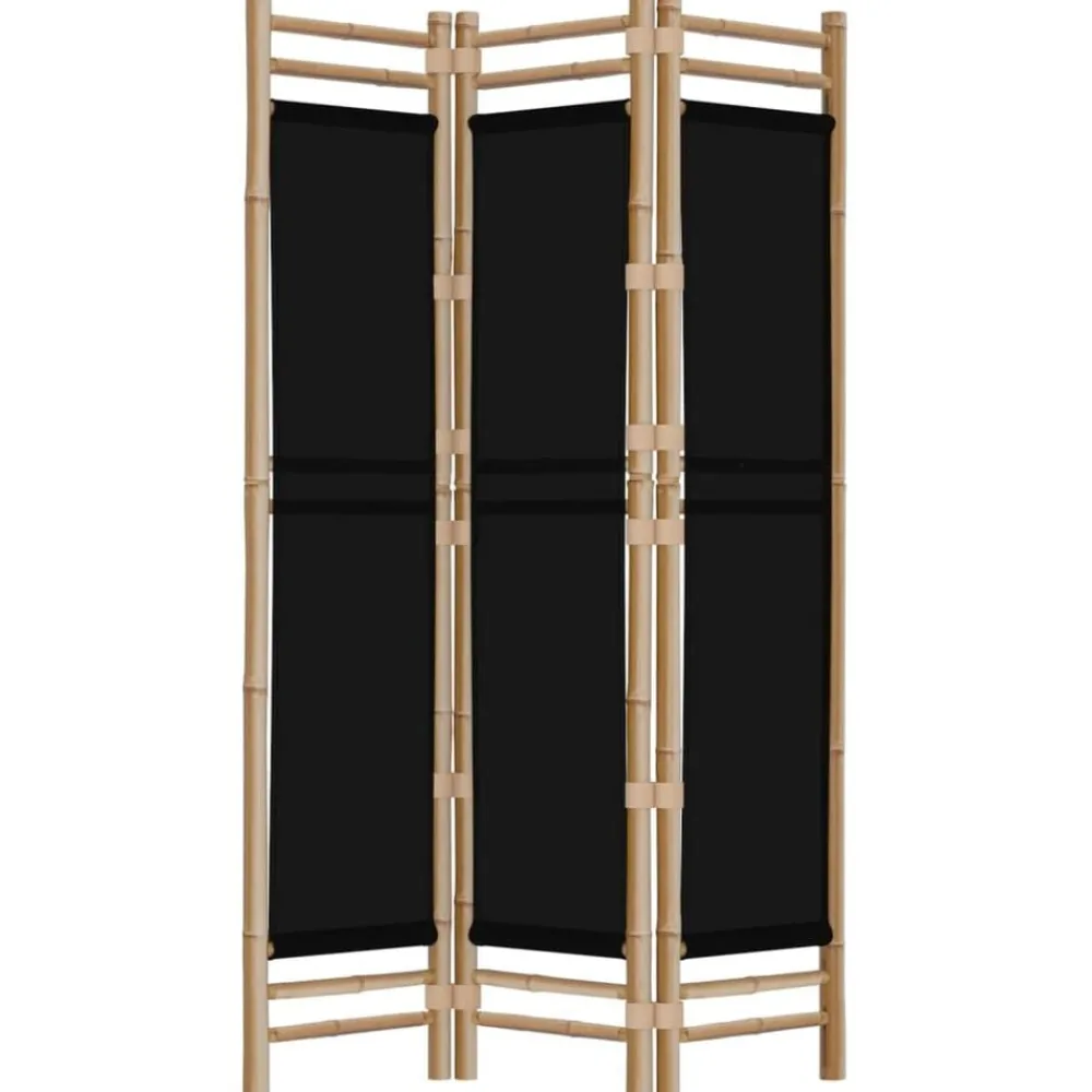 Séparateurs De Pièces-vidaXL Cloison de séparation pliante 3 panneaux 120 cm Bambou et Toile Noir