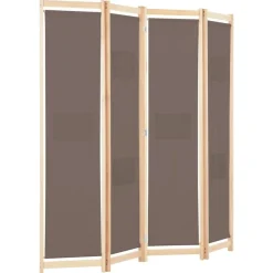 vidaXL Cloison de séparation 4 panneaux Marron 160x170x4 cm Tissu
