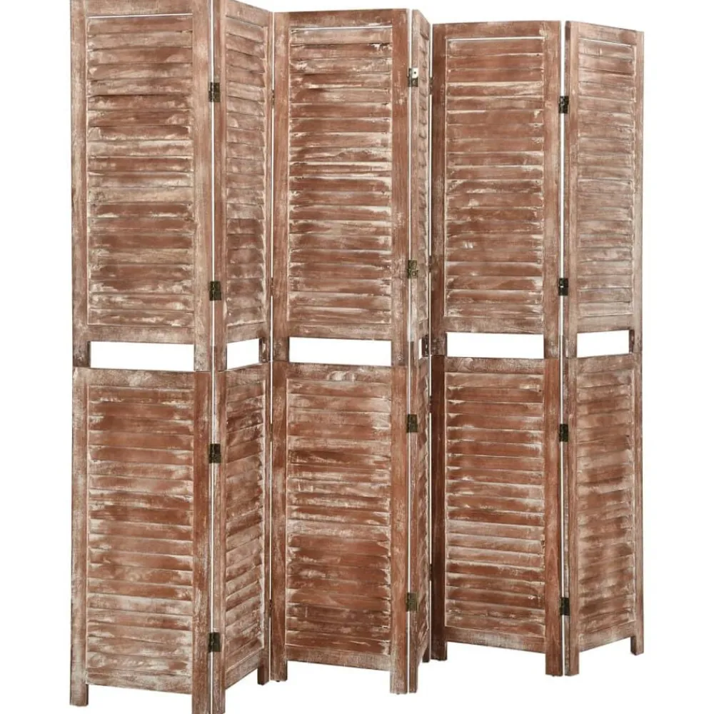 Séparateurs De Pièces-vidaXL Cloison de séparation 6 panneaux Marron 210x165 cm Paulownia