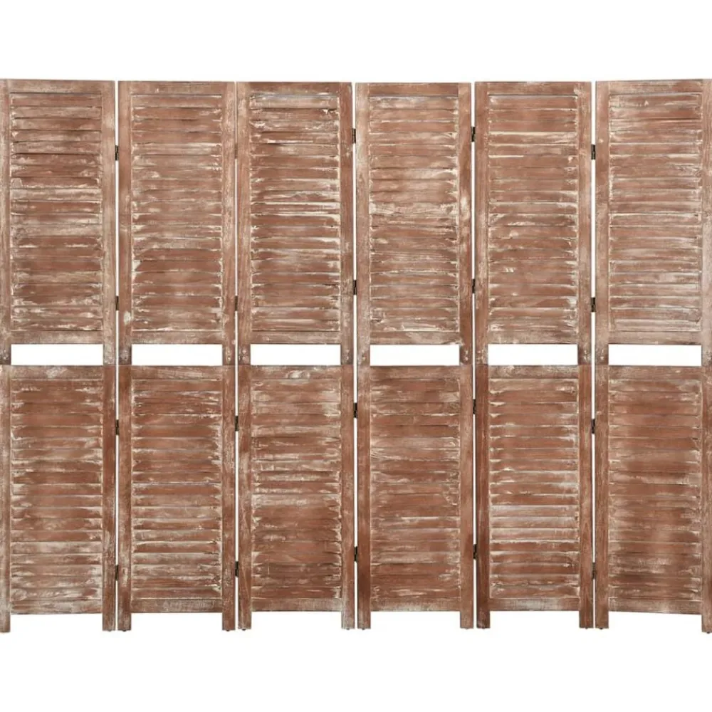 Séparateurs De Pièces-vidaXL Cloison de séparation 6 panneaux Marron 210x165 cm Paulownia