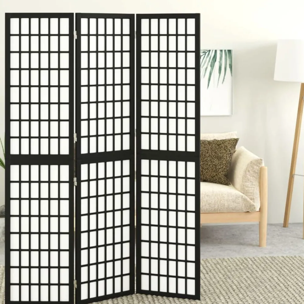 vidaXL Cloison de séparation pliable 3 panneaux 120x170 cm Noir
