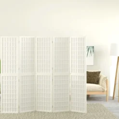 Séparateurs De Pièces-vidaXL Cloison de séparation pliable 5 panneaux 200x170 cm Blanc
