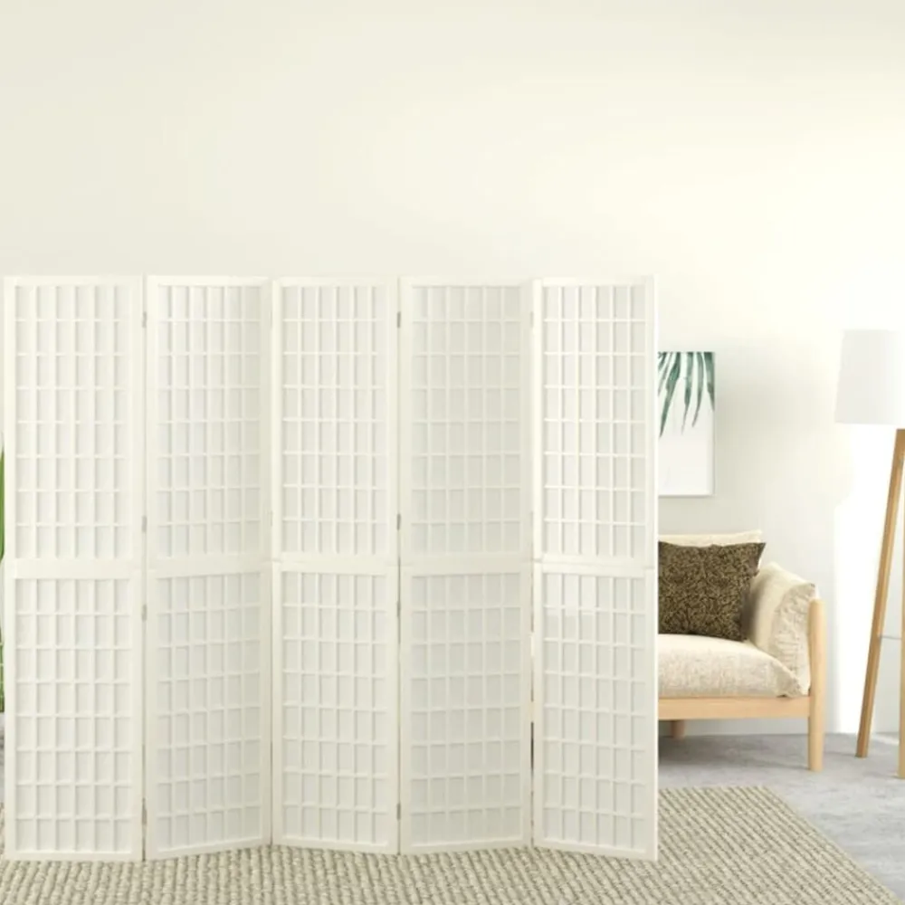 Séparateurs De Pièces-vidaXL Cloison de séparation pliable 5 panneaux 200x170 cm Blanc