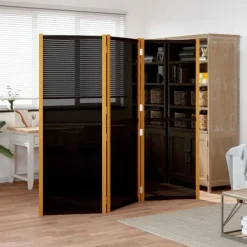 Séparateurs De Pièces-vidaXL Cloison de séparation 3 panneaux 210x180 cm Noir