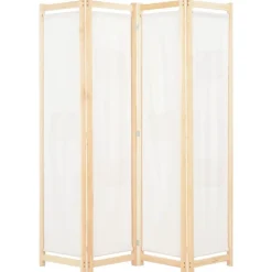 Séparateurs De Pièces-vidaXL Cloison de séparation 4 panneaux Crème 160x170x4 cm Tissu