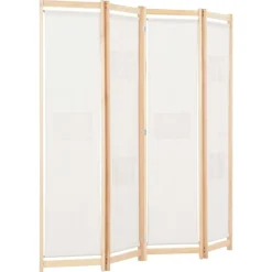 Séparateurs De Pièces-vidaXL Cloison de séparation 4 panneaux Crème 160x170x4 cm Tissu