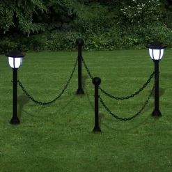 vidaXL Clôture à chaîne avec deux lampes solaires LED et deux piquets