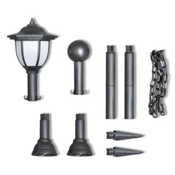 vidaXL Clôture à chaîne avec deux lampes solaires LED et deux piquets