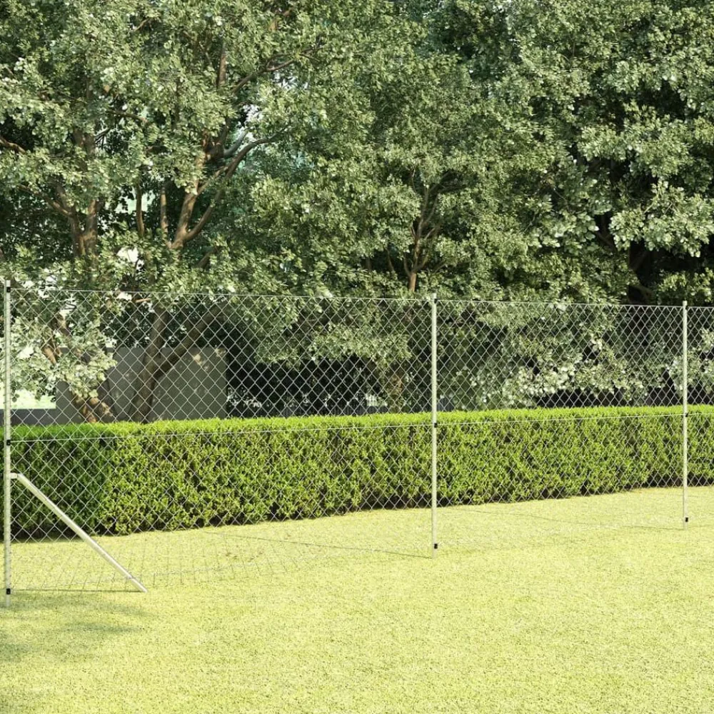 vidaXL Clôture à mailles avec poteaux Acier galvanisé 15x1,5 m Argenté
