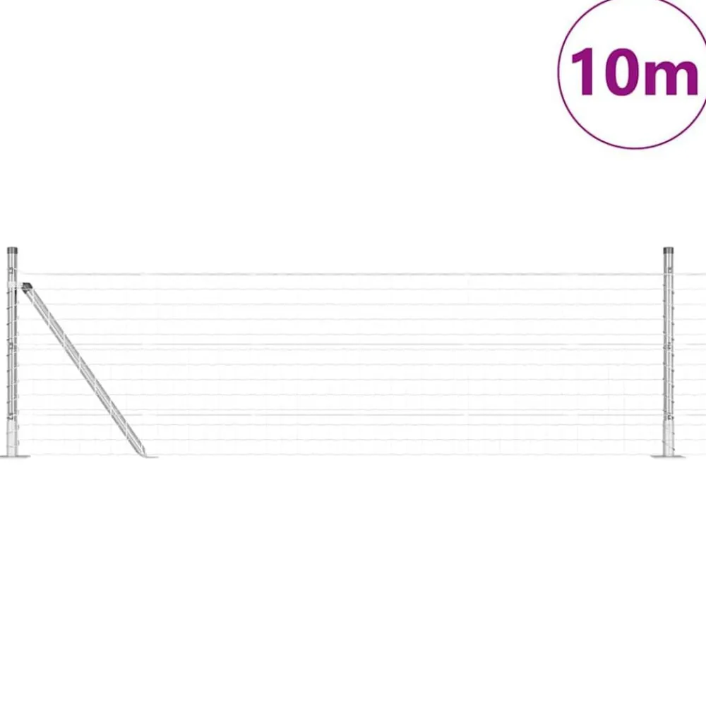 Clôtures & Barrières-vidaXL Clôture avec poteau Argenté 0,4 x 10 m Acier Acier galvanisé