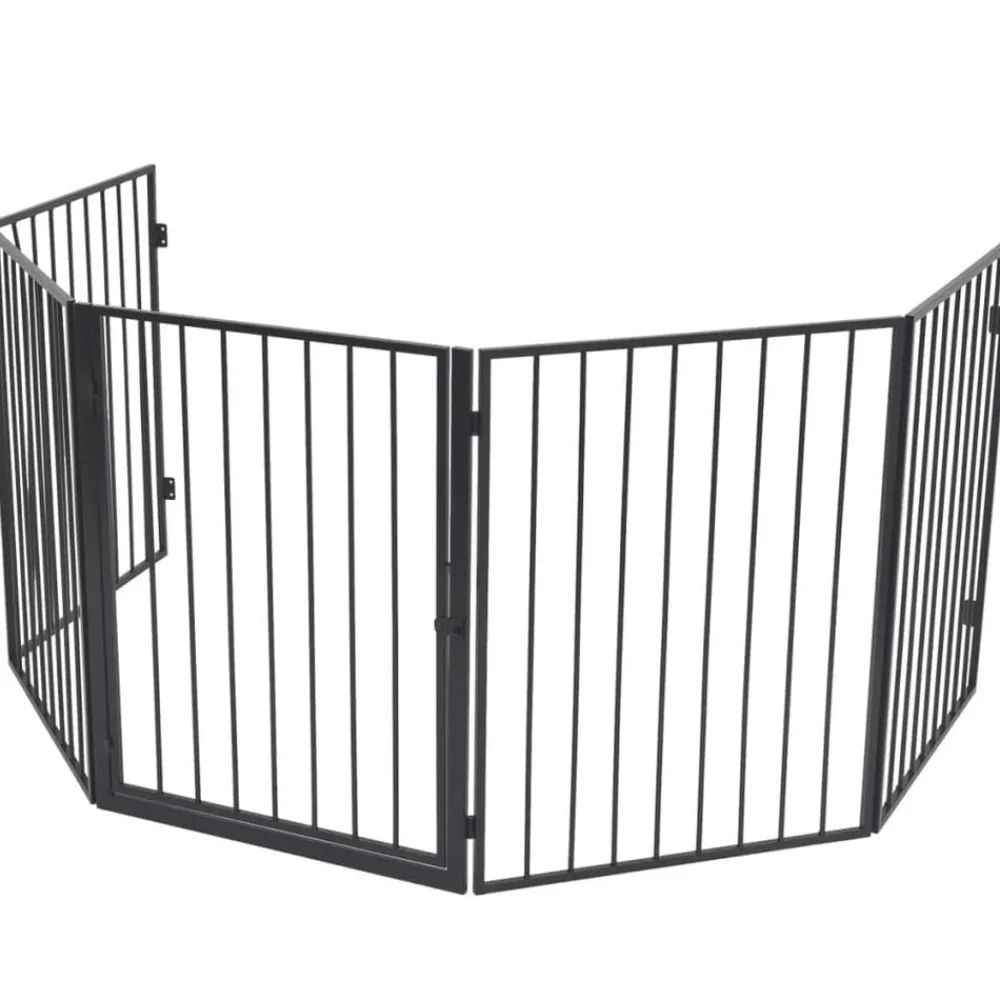vidaXL Clôture de cheminée pour animaux de compagnie Acier Noir