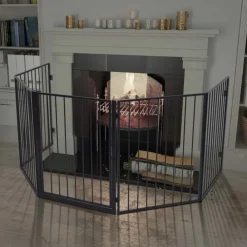 vidaXL Clôture de cheminée pour animaux de compagnie Acier Noir